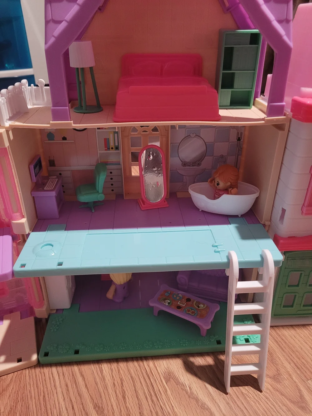 Pink & Purple Dollhouse Playset with Furniture and Figures